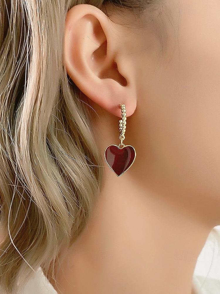 Hjerteøreringer til dame, legeringsmateriale, flere hjertestiler, søt og romantisk design, passer for kvinner, perfekt til valentinsdagen, bryllup og romantiske anledninger 2026 - $8.04 –P9