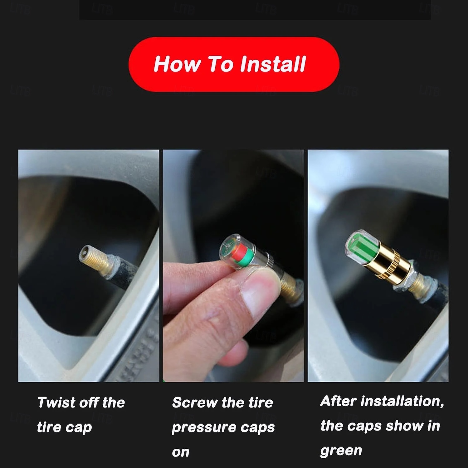 4 db gumiabroncsnyomás-ellenőrző szelepszár-sapka, 2,4 bar 36 psi autó gumiabroncsnyomás-ellenőrző érzékelő kijelző 3 színű szemriasztással, univerzális szelepszár-sapkák autókhoz 2026 - $9.99 –P11