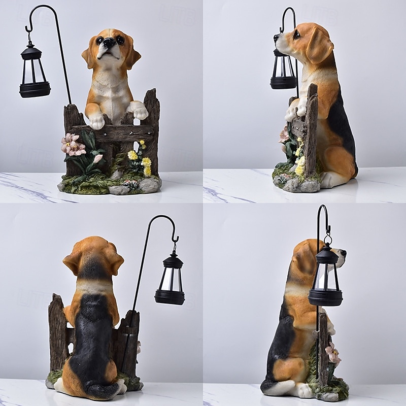 1 pezzo di luce solare impermeabile per esterni a forma di cane, decorazione per giardino, prato, vialetto, luce solare da giardino in resina a forma di cucciolo, illuminazione d'accento per del 2026 a $30.99 –P8