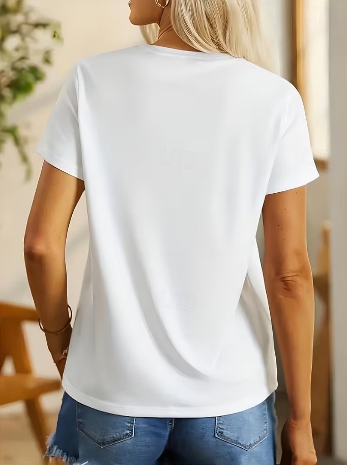 Mujer Camiseta Estampado Graphic Animal Vintage Elegante Clásico Manga Corta Cuello Barco Tops regulares Diario Fin de semana Azul Piscina Blanco Rosa Verano Primavera 2026 - $22.99 –P8