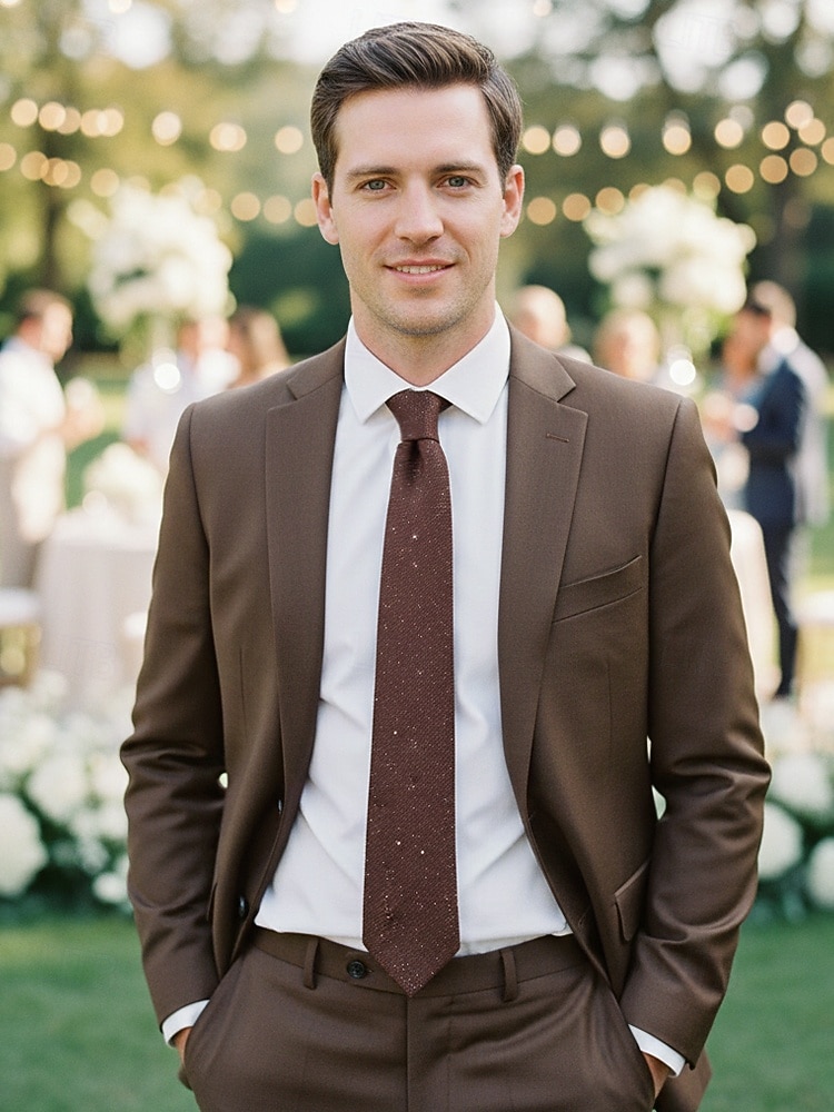 Мужской галстук из полиэстера с эффектом мерцания – в нескольких цветах, элегантный для свадеб и ужинов, однотонный с легким мерцающим эффектом. 2026 - $11.99 –P3