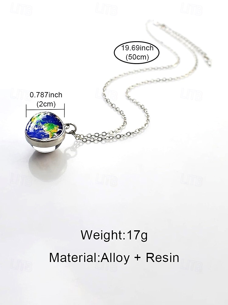 Heren planetenhanger ketting, sieraad van legering en glazen koepel, diverse ontwerpen van het zonnestelsel, minimalistische kosmische stijl, geschikt voor dagelijks gebruik en als cadeau. 2026 - $7.99 –P8