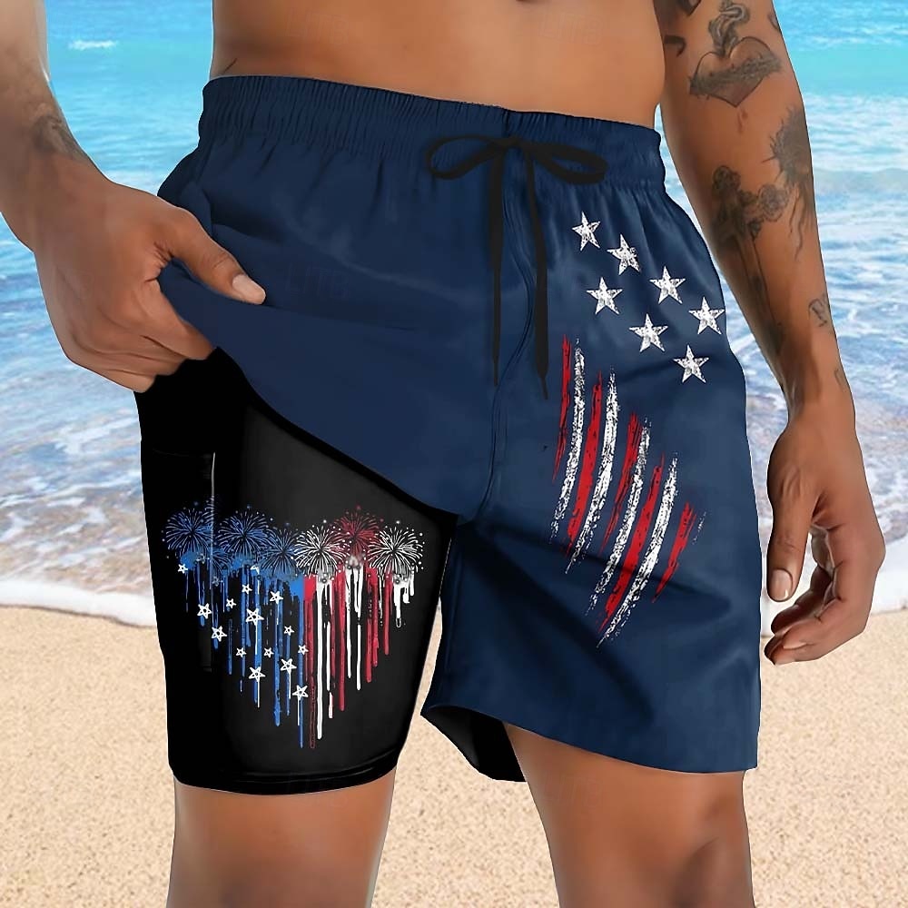 Per uomo 4 luglio, 250° anniversario degli Stati Uniti Bandiera degli Stati Uniti Patriottico Pantaloncini foderati Pantaloncini da bagno 2 in 1 Pantaloncini da mare Misura del girovita medio Moda del 2026 a $20.99 –P2