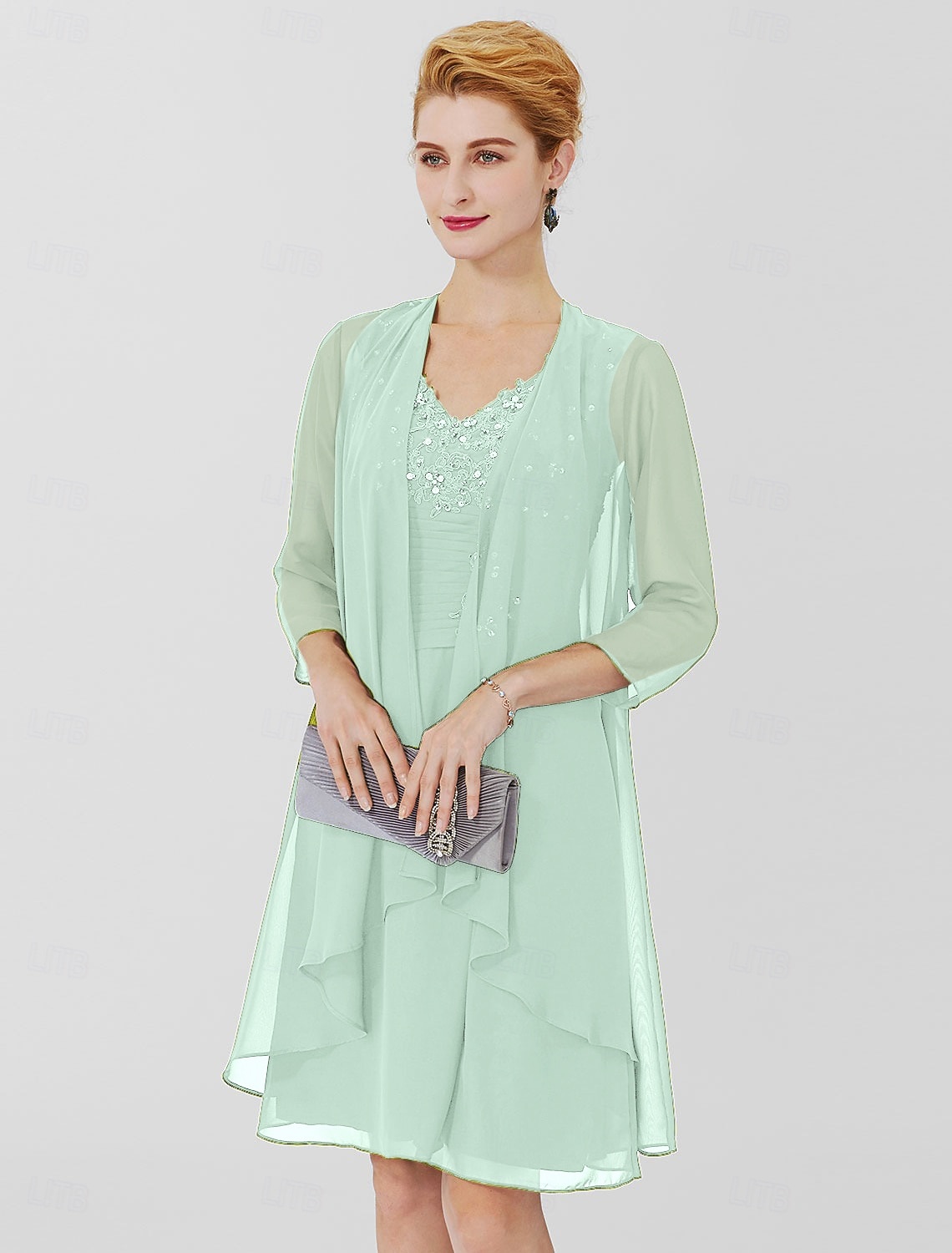 Женская Накидка Матери Накидки Пальто  Куртки Элегантная Защита от солнца 3/4 длины Рукав Шифоновая Накидка для гостей на свадьбу с чистым цветом Для формального весеннего и осеннего Одежда чтобы 2026 - $43.99 –P9