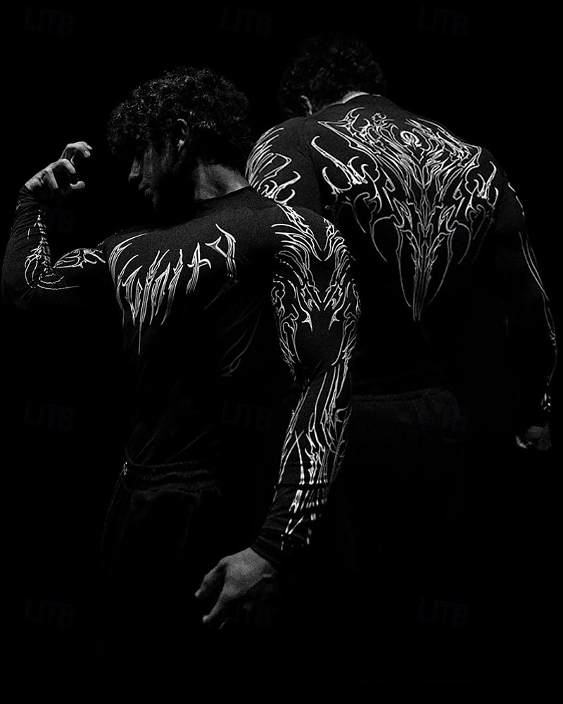 Ανδρικά Αφηρημένο Tricou de Alergat Μπλούζα συμπίεσης Άνοιξη Φθινόπωρο Μακρυμάνικο Γρήγορο Στέγνωμα Συμπίεση Ύγρανση Γυμναστήριο προπόνηση Ενεργή εκπαίδευση Ασκηση Θαλασσί Μαύρο Λευκό ΑΘΛΗΤΙΚΑ ΡΟΥΧΑ 2026 - $27.99 –P1