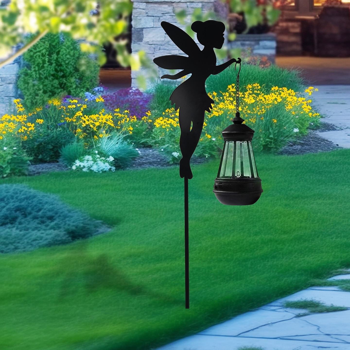 2026年 屋外用ソーラー防水鉄製妖精シルエットランタン2個、庭、庭、通路、芝生の装飾、パーティー、休日、風景照明、屋外用装飾アクセントランタン  コレクション – $43.99 –P6