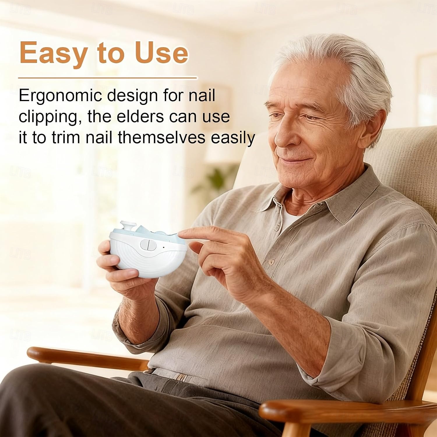 Cortauñas eléctrico para adultos mayores, 3 velocidades, potente cortauñas automático con pulidor, luz LED, recargable, para uñas de pies y manos. 2026 - $25 –P7