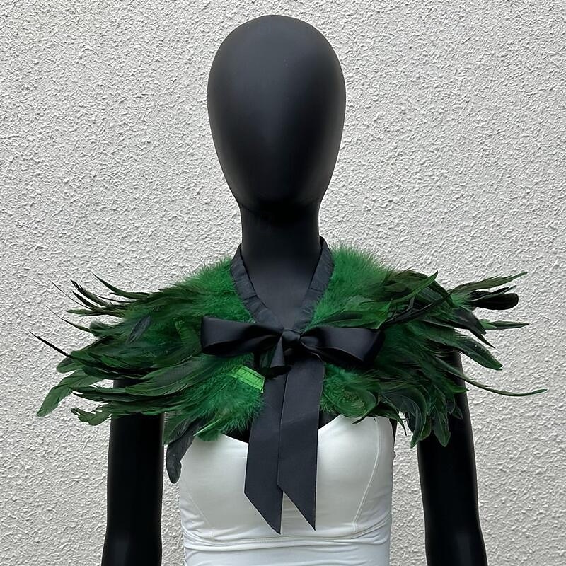 Carnival 2026 Rio Carnival Samba Accessories Women's Black Feather Cape Shawl with Satin Ribbon Tie Brazil Festival Performance Costume 2026 - $20.99 –P4