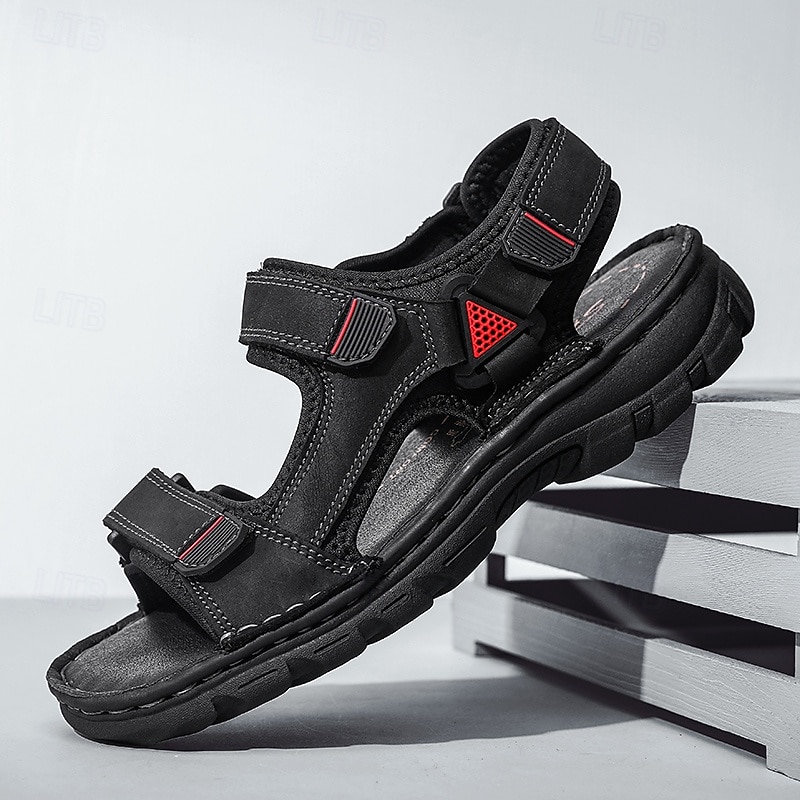 Brune herresandaler med borrelås, fritidssko for utendørs bruk, perfekt for sommerferier og stranddager 2026 - $46.99 –P8