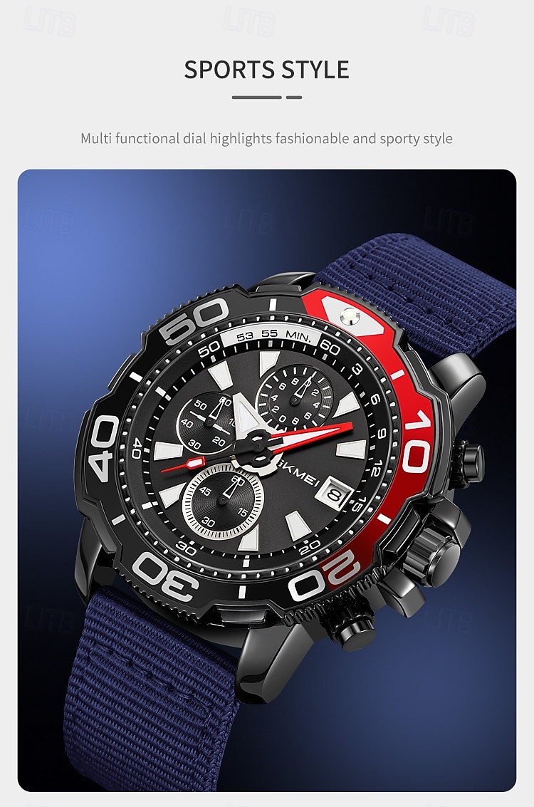 SKMEI Men Quartz Watch Sports Fashion Casual Business Stopwatch Calendar Waterproof Decoration Nylon Watch 2026 - $39.99 –P7