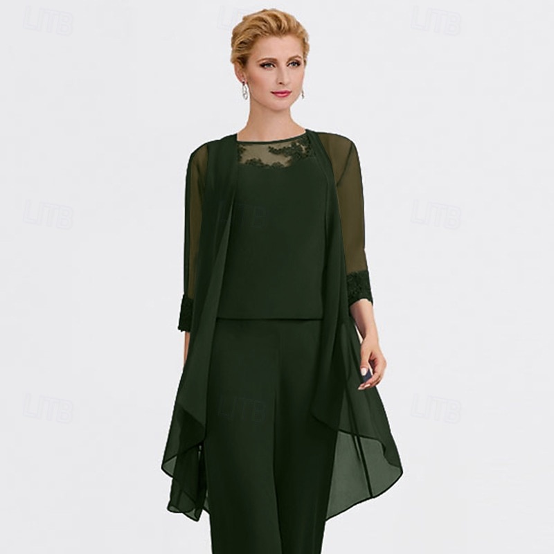 Shawl & Wrap Women's Wrap Mother's Wedding Guest Wraps Pure Elegant 3/4 Length Sleeve Chiffon Wedding Wraps With Lace For Party Evening All Seasons dress to impress 2026 - HUF 16876 –P1