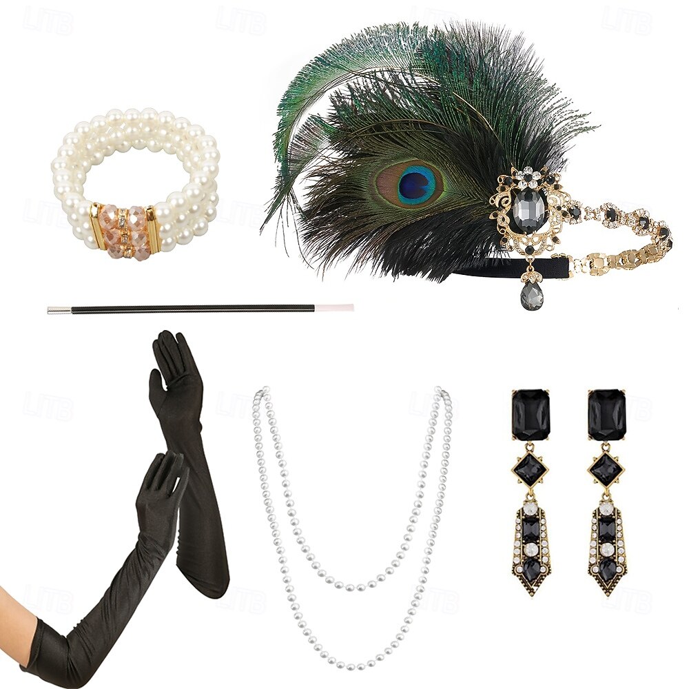 Anni 1920 Fascia Flapper Il grande Gatsby Senza colletto Costume Per donna Carnevale Mascherata Feste Mascherata Adulti 1 Paio di orecchini 1 Bracciale Guanti Tutte le stagioni del 2026 a $46.99 –P8