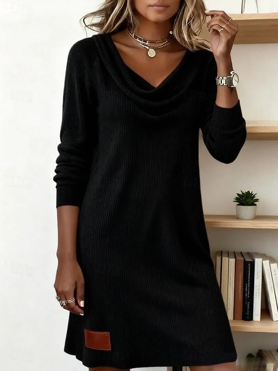 Pentru femei Rochie Mini Rochii Tricot Rochie teacă Casual Zilnic Fit regulat Simplu Manșon Lung Glugă Gât Negru Alb Bej Gri Toamnă Iarnă 2026 - $29.99 –P1