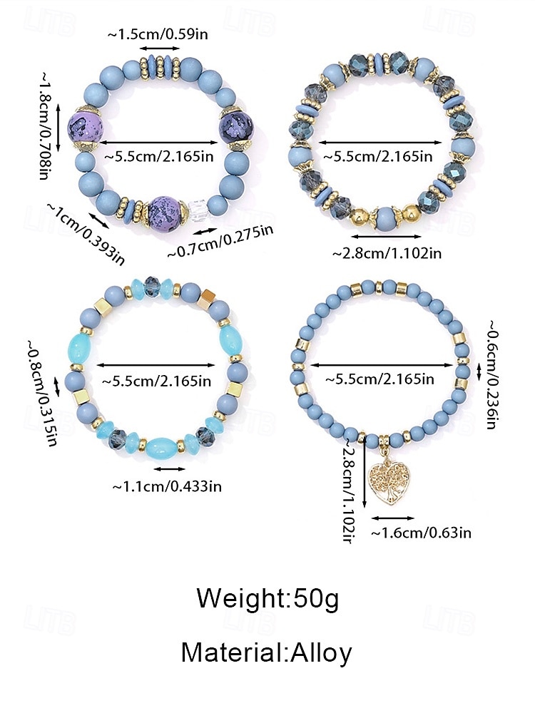 Γυναικείο σετ βραχιολιών από ακρυλικό και κράμα αλουμινίου σε στυλ boho – πολλά χρώματα, γούρι σε σχήμα καρδιάς, ιδανικό για την ημέρα του Αγίου Βαλεντίνου και για καθημερινή χρήση 2026 - $11.99 –P6