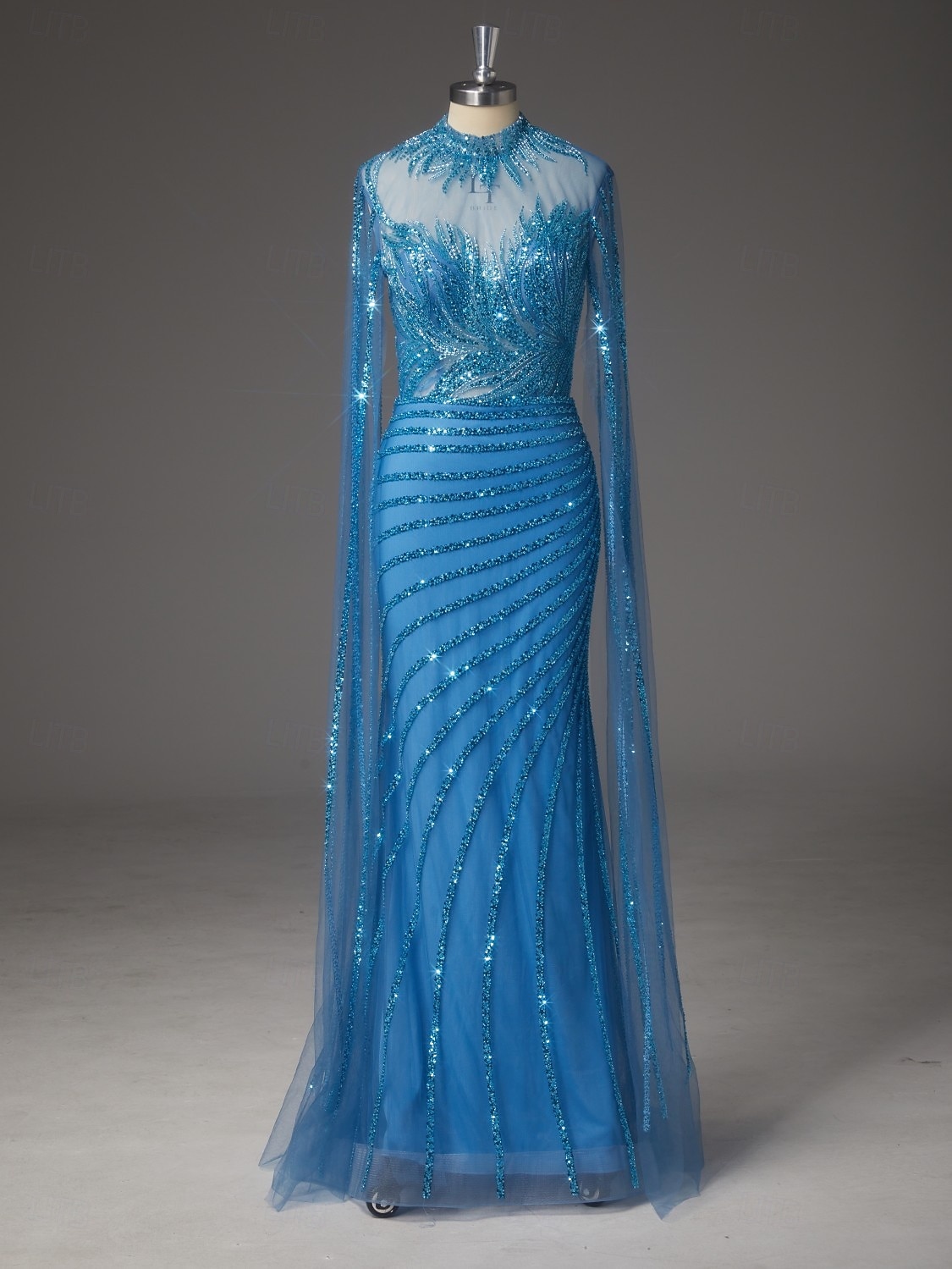 Tubino Colonna Strascico a Terra Perline ricamate Abito Formale Abito da madre della sposa Abito da Sera Elegante Scintillante Stile Celebrità Senza Maniche Girocollo Mascherata con Con perline del 2026 a $310.49 –P4