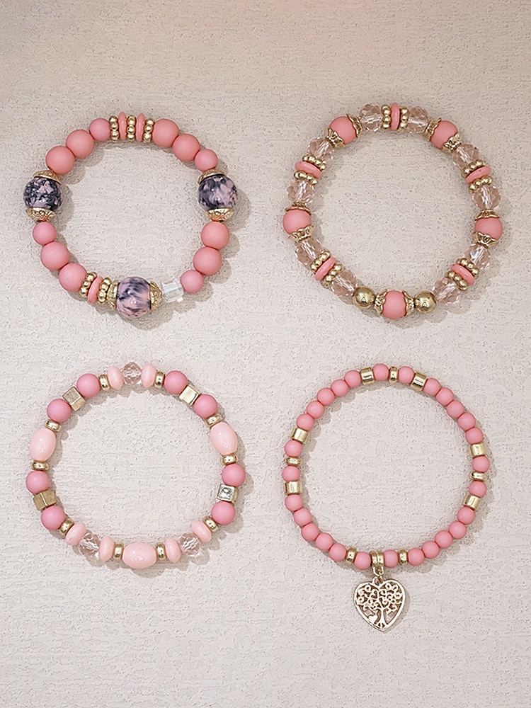 Γυναικείο σετ βραχιολιών από ακρυλικό και κράμα αλουμινίου σε στυλ boho – πολλά χρώματα, γούρι σε σχήμα καρδιάς, ιδανικό για την ημέρα του Αγίου Βαλεντίνου και για καθημερινή χρήση 2026 - $11.99 –P5