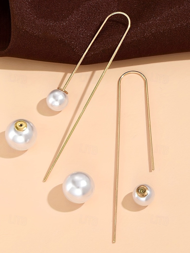 Женские серьги-подвески с искусственным жемчугом – материал: сплав и искусственный жемчуг, элегантный дизайн – идеально подходят для свадеб и повседневной носки. 2026 - $7.99 –P5