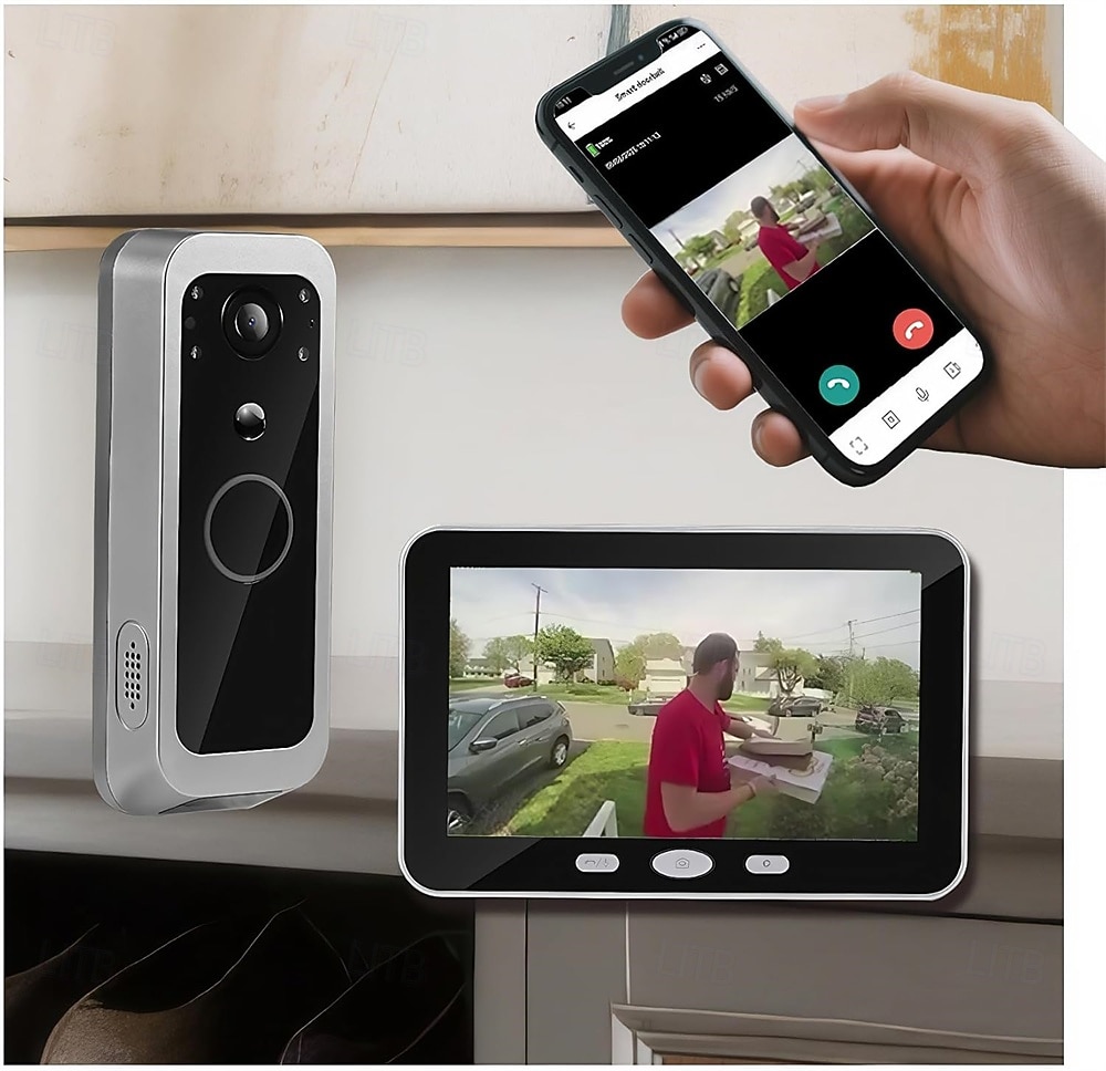 2026年 ポータブルモニター付きドアベルカメラ、アクティブ人間認識アラート、バッテリー駆動  コレクション – $134.99 –P1
