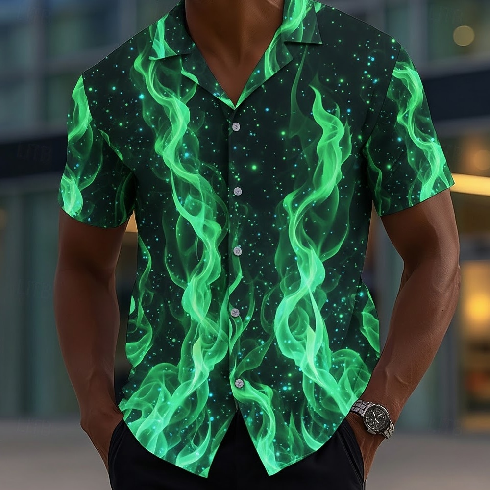 Per uomo Fiamma Bagliore al neon Camicia Camicia con Bottoni Manica Corta Moda Casual Abbigliamento casual alla moda Vacanza Estate Primavera Collo ripiegato Stampa 3D camicie con colletto Viola del 2026 a $25.99 –P2