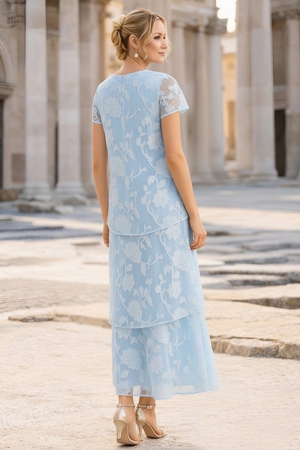 A-Linie Knöchellänge Chiffonkleid Brautmutterkleid Kurzarm Rundhalsausschnitt Rundausschnitt Elegant Vintage Formell Hochzeitsgast Hochzeitsfeier Chiffon Jacquard mit Schleife(n) Blume 2026 - $154.79 –P3