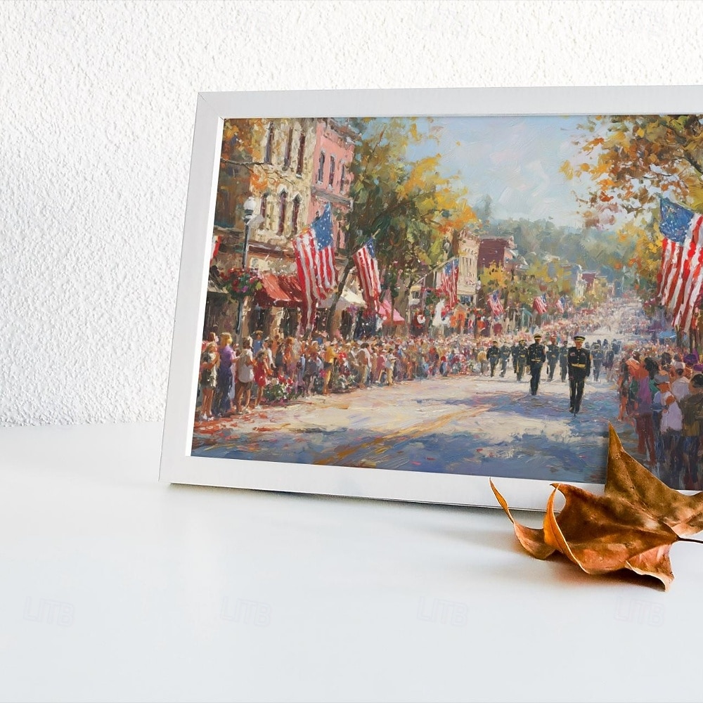 Peinture à l'huile numérique patriotique, scène de défilé vintage américaine de 2026 ? $12.99 –P4