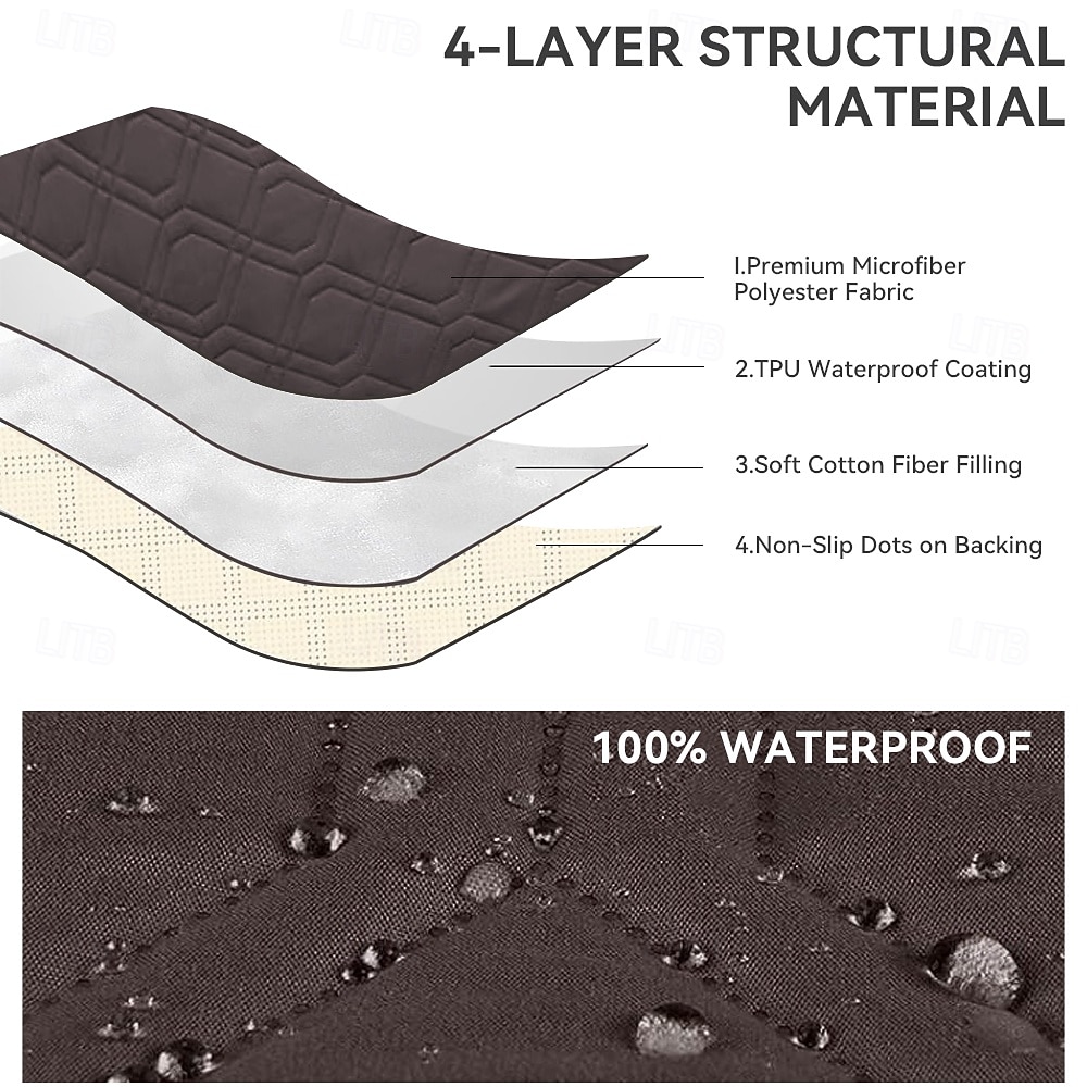 100% voděodolný prošívaný potah na polohovací pohovku pro 3 osoby, 1 kus, pratelný potah na polohovací pohovku, protiskluzový chránič nábytku s elastickými popruhy a kapsou pro psy, domácí mazlíčky, čokoláda 2026 - $95.99 –P3