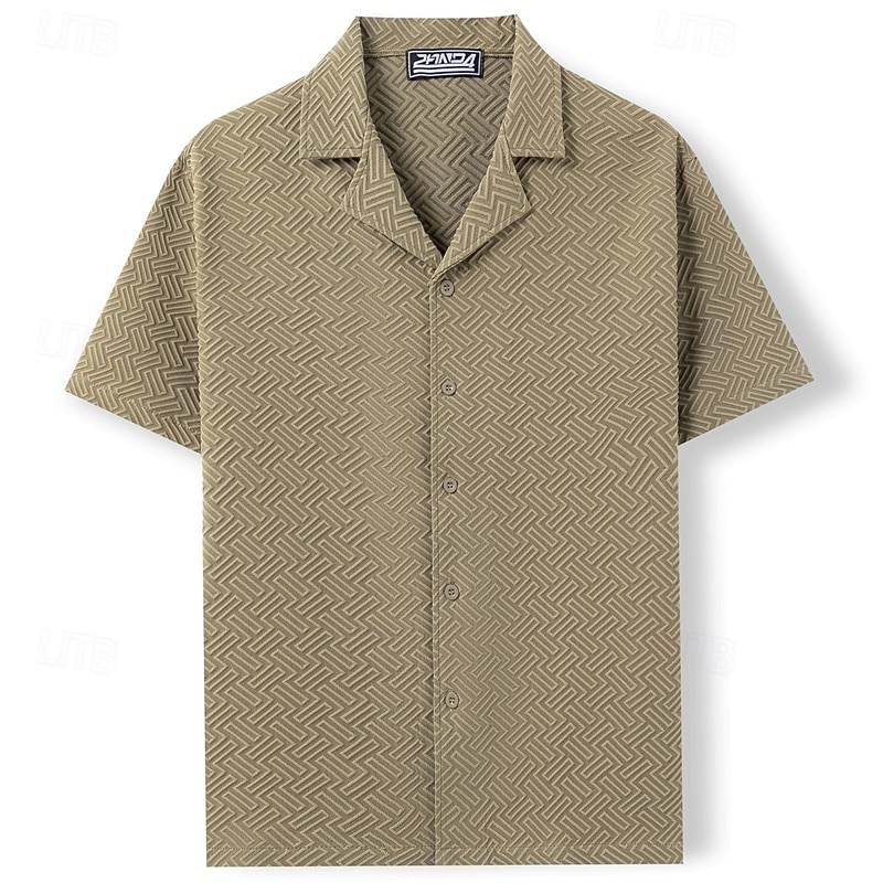 Herren Hemd Textur Freizeithemd Knopfhemd Gelb Rosa Kaki Kurzarm Einfach Hemdkragen Lässig Täglich Jacquard Bekleidung Elegant Mode Lässig 2026 - $36.99 –P6