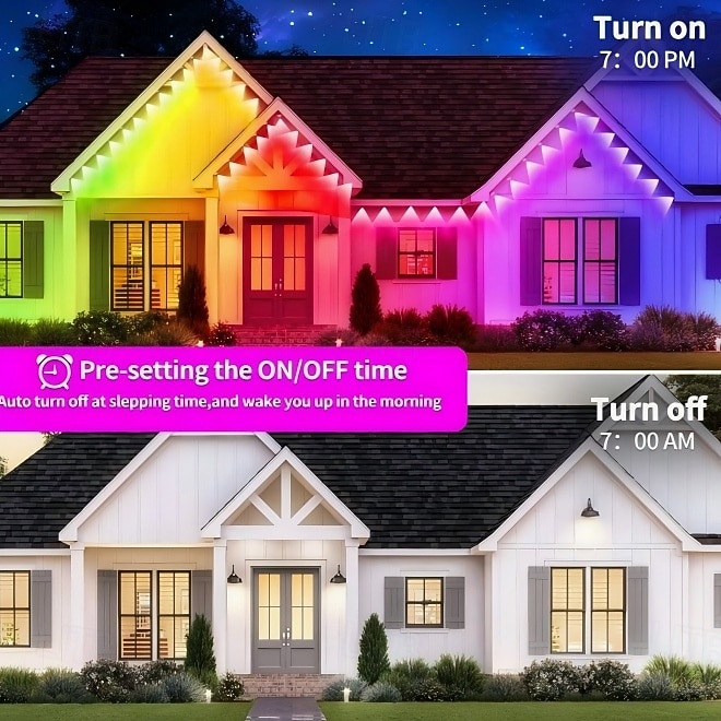 Luces exteriores permanentes, iluminación inteligente RGB para aleros con aplicación y control remoto, 100 pies/150 pies/200 pies, resistente al agua IP67, sincronización de música y escenas de bricolaje para decoración, decoración de jardín, casa, fiesta 2026 - $70.99 –P4