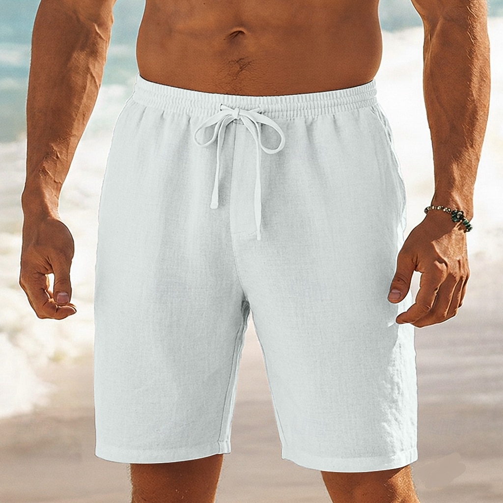 Men's Shorts Summer Shorts Beach Shorts Baggy Shorts Drawstring Elastic Waist Straight Leg Plain Comfort Breathable Short Casual Daily Outdoor Classic Style Retro Vintage Black White Inelastic 2026 - $18.99 –P2