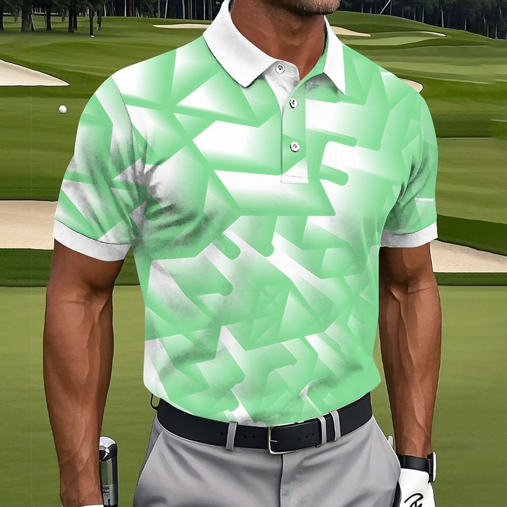 Hombre Geométrico Golf Camisetas polo deportivas Manga Corta Camisas de polo Camisas con cuello Casual Ropa Deportiva Botones Verano Azul Piscina Azul cielo Morado 2026 - $21.99 –P4