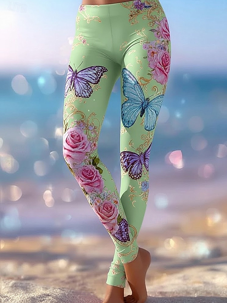 Γυναικεία Παντελόνια Κολάν Άνετα κολάν Διακοπές Βασικό Καθημερινό Πλήρες μήκος Ψηλή Μέση Πεταλούδα Λουλούδι Ελαστική μέση Στάμπα Άνεση Ικανότητα να αναπνέει Άνετο Ελαστικό Διακοπές Επίσημο Δρόμος 2026 - $21.99 –P3