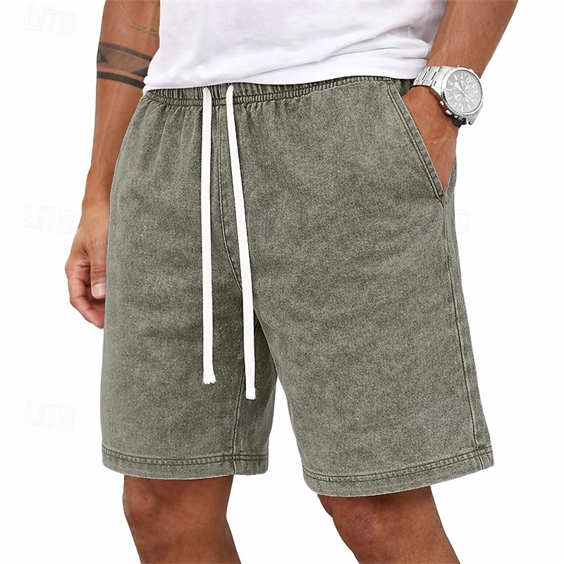 Pantalones Cortos de Hombre SoftFade™ Pantalones Cortos de Verano Pantalones Cortos Casual Pantalones Cortos Lavado Ácido con Bolsillo Cintura Elástica Lavados Comodidad Transpirables Longitud de 2026 - $20.99 –P1