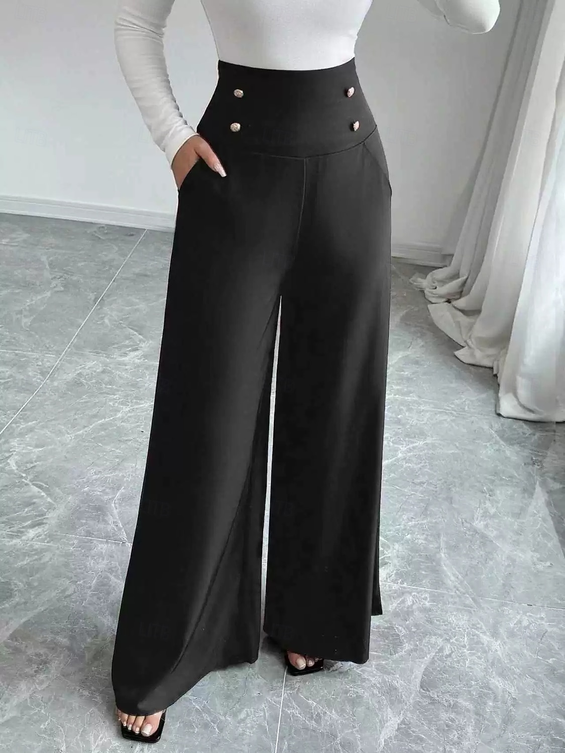 Damen Hose Baggy-Hosen Freizeithose Elegant Mode Streetwear Volle Länge Hohe Taille Einfach Elastischer Bund Komfort Weich Bequem Mikroelastisch Outdoor Büro Ferien Schwarz Rot Sommer Frühling Herbst 2026 - $22.99 –P1