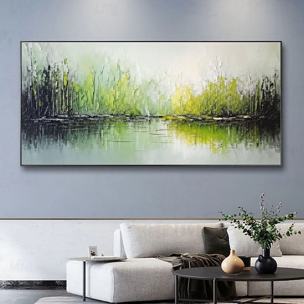 Handmade Landscape Canvas Wall Art Abstract Modern Contemporary Oil Painting Green Seascape Textured Artwork Decor Abstract Green Oil Painting 2026 - $94.99 –P1