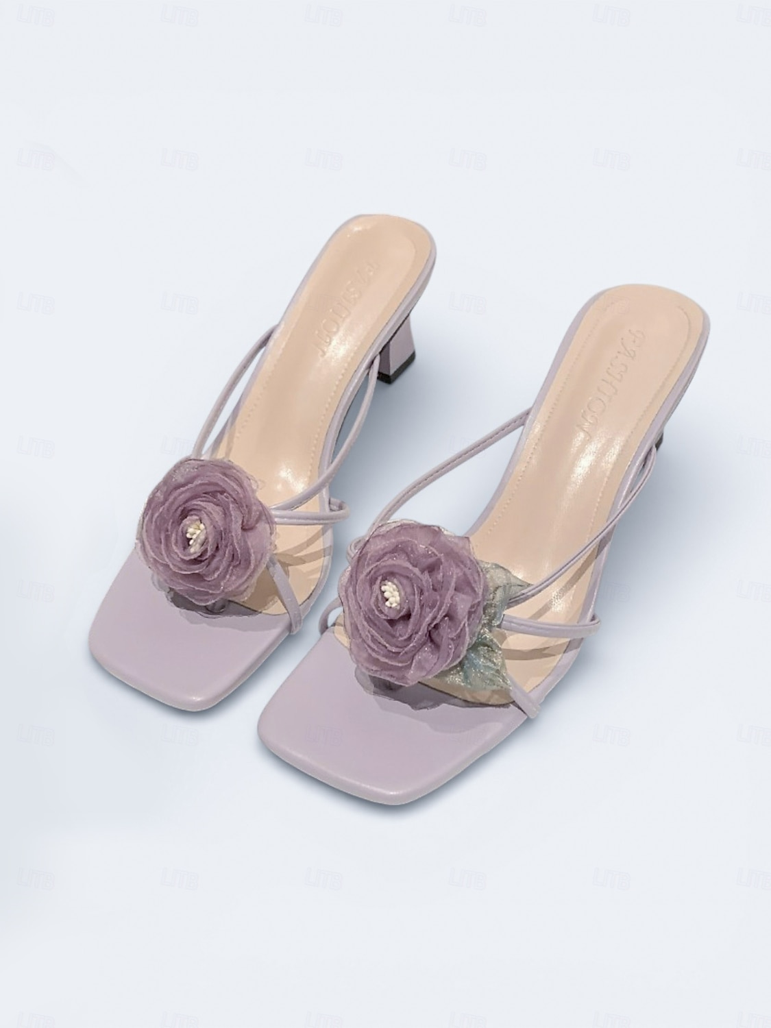 sandali da donna con tacco a blocco e stampa floreale color cipria, eleganti scarpe da damigella con cinturini per matrimoni in giardino del 2026 a $26.99 –P2