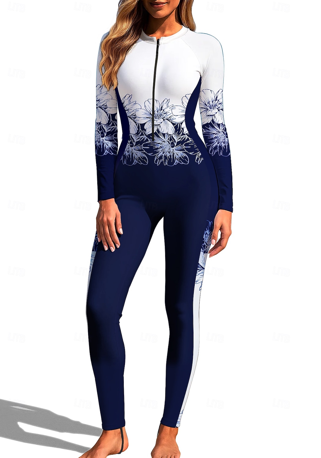 2026年 女性用 レギュラー ラッシュガード フルボディラッシュガード ワンピースサーフィンスーツ 花 トロピカル風 カラーブロッキング ジッパーを閉める 内蔵ブラ付き フロントファスナー UVサンプロテクション フルカップ UPF50+ 長袖 フルボディー スイムウェア ボディスーツ サーフィン カヌー ビーチ 夏  コレクション – $49.99 –P7