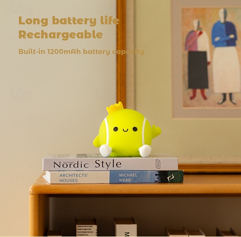 Tennis Silicone Tap Night Light, Soft LED Bedside Lamp with Touch Control, 2 Dimmable Levels, Eye-Caring Glow, Rechargeable Night Lamp for Kids Bedroom, Cute Gift for Tennis Lovers 2026 - $25.99 –P9