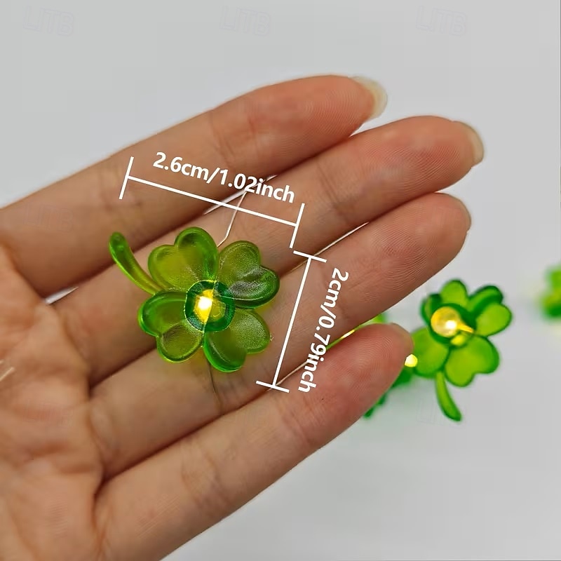 2m 20 ledin nelilehtinen apilaketjuvalosarja, paristokäyttöiset keijuvalot, Pyhän Patrickin päivän valot, vihreä apila juhlaan, makuuhuoneen seinäikkunoihin, pääsiäiseen, Pyhän Patrickin päivän koristeluun, lämmin valo 2026 - $10.99 –P6