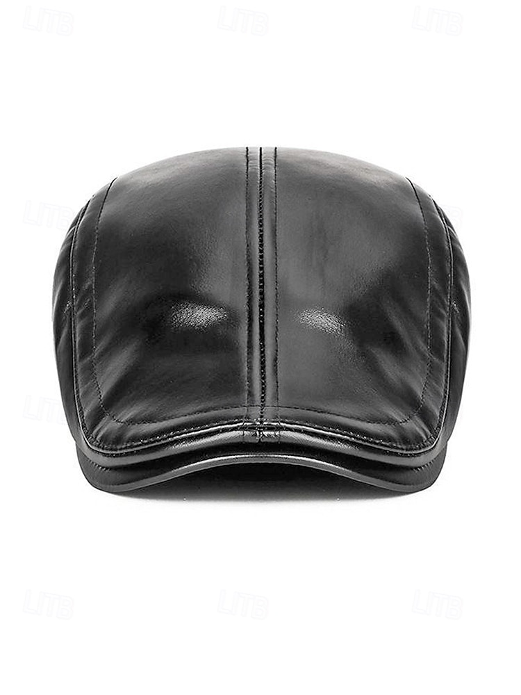 Miesten keinonahkainen lippis, tyylikäs taittuva korvaläpällinen muotoilu, saatavilla useissa väreissä, täydellinen talvi- ja ulkoiluun 2026 - $11.99 –P6