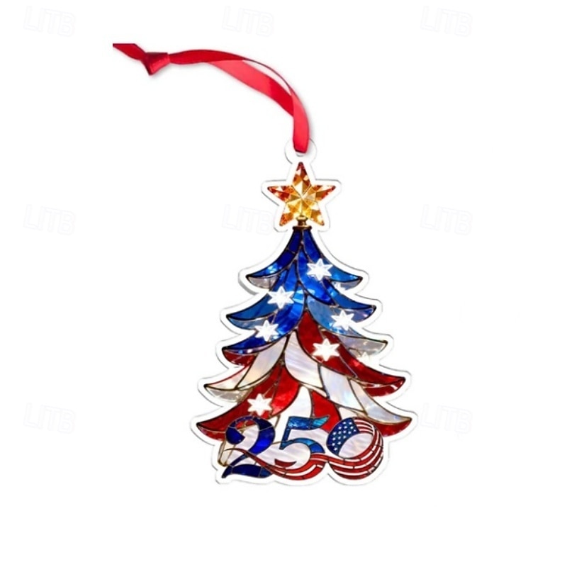 Enfeite comemorativo do bicentenário dos Estados Unidos, em acrílico 2D, decoração natalina americana para árvore de Natal, item decorativo patriótico para colecionadores. de 2026 por $11.99 –P4