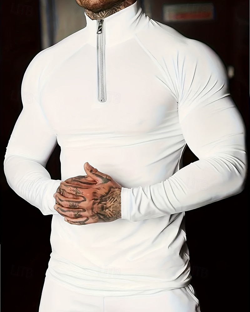 Pánské Jednobarevné Koşu Tişörtü Stahovací tričko Jaro Podzim Zapni Dlouhý rukáv Rychleschnoucí Komprese Odvod vlhkosti Cvičení v tělocvičně Aktivní trénink Cvičení Černá Bílá sportovní oblečení 2026 - $32.99 –P3