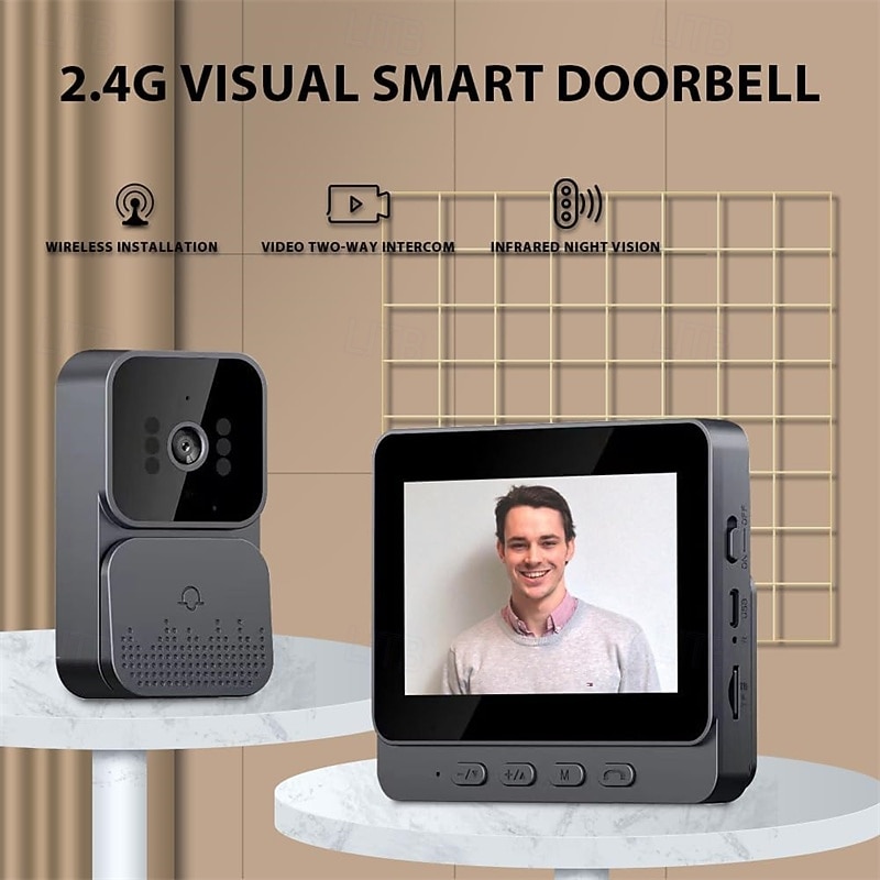 Wireless Visual Doorbell with Screen 4.3 Inch IPS Screen 2.4G Wireless Smart High-definition Video ing Intelnt Doorbell for Villa Home Office Apartment 2026 - $78.99 –P1