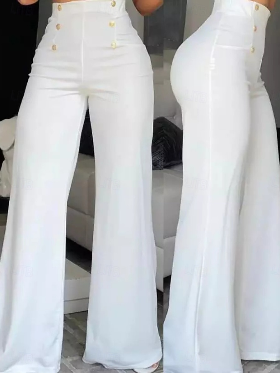 Women's Dress Pants Chinos Vacation Fashion Streetwear Full Length High Waist Plain Elastic Waistband Comfy Comfort Soft Micro-elastic Outdoor Street Black White Fuchsia Summer Spring Fall Loose Fit 2026 - $22.99 –P1