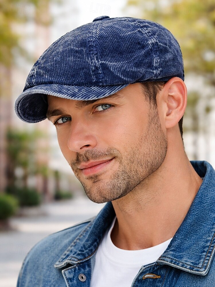 férfi poliészter kordbársony barett sapka – több színben – hétköznapi és hétköznapi viselet 2026 - $14.99 –P1