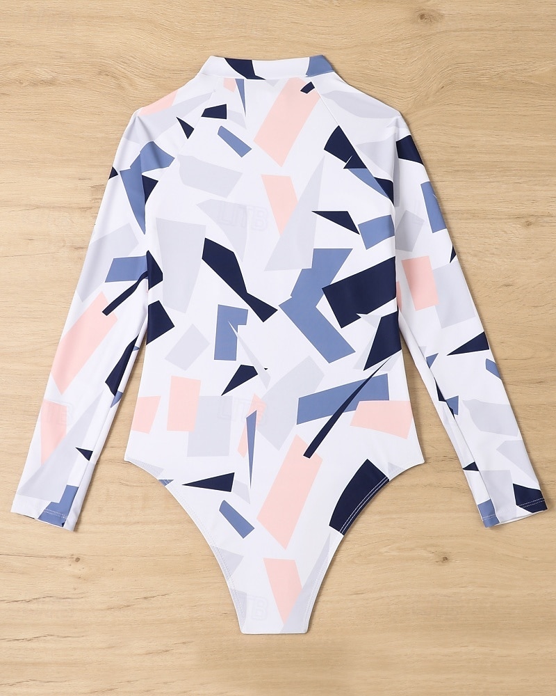 Γυναικεία Μεσαίου Πάχους Προστατευτικά Προστατευτικά Ονόματος One Pieces Rash Guards Μαγιό Γεωμετρικό Κουμπώσου Προστασία UV Ελαστικό Μακρυμάνικο Μαγιό Κορμάκι Σέρφινγκ Καταδύσεις Κολύμβηση Καλοκαίρι 2026 - $23.99 –P17