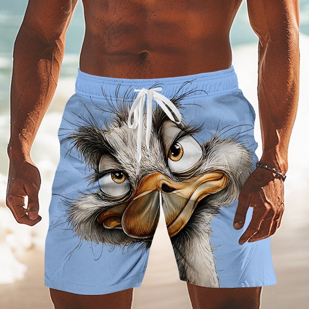 Homens Desenho Animado Engraçado Avestruzes Calção Justo de Natação Shorts de Natação Bermuda de Surf Cintura Média Havaiana férias na praia Bolsos laterais Forro de malha Cintura elástica com cordão de 2026 por $20.99 –P1
