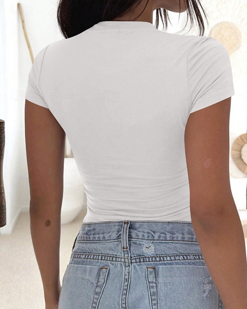 Per donna Blusa Arricciato Semplice Casual Manica Corta Collo a U Top Regolari Quotidiano Ferie Uscire Nero Bianco Cachi Rosa Grigio Estate Primavera del 2026 a $19.99 –P8