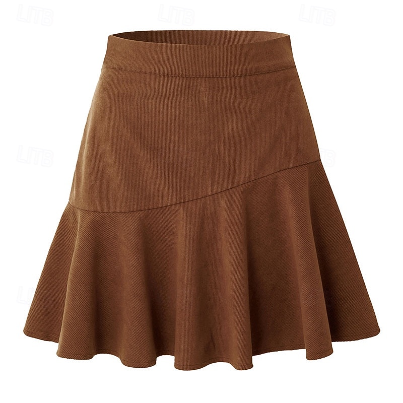 Damen Elegant Mode Lässig Mini Mittlere Hüfthöhe Röcke Einfach Gerafft Mikroelastisch Täglich Straße Schwarz Braun Beige Herbst 2026 - $21.99 –P3