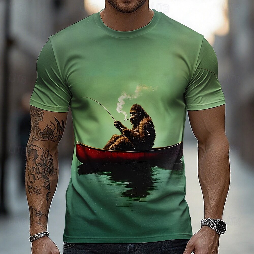 Herren Tiermotiv Orang-Utan Lustig T Shirt Kurzarm T-Shirt 3D-Druck Rundhalsausschnitt Hemd Übertrieben Designer Party Ferien Grün Sommer Frühling Bekleidung S M L XL XXL XXXL 2026 - $21.99 –P1