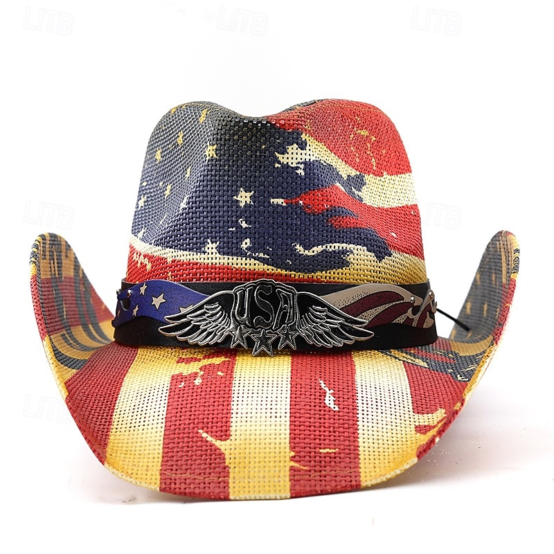 250-jähriges Jubiläum USA Retro Vintage Wilder Westen Cowboyhut Cowgirl-Hut Cowgirl Cowboy Westlicher Cowboy Kostüm Unisex Maskerade 4. Juli Party Unabhängigkeitstag Erwachsene Hut Ganzjahres 2026 - $26.99 –P3